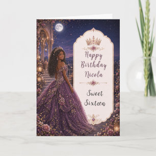 Moonlit Plum Garden Sweet Sixteen Card