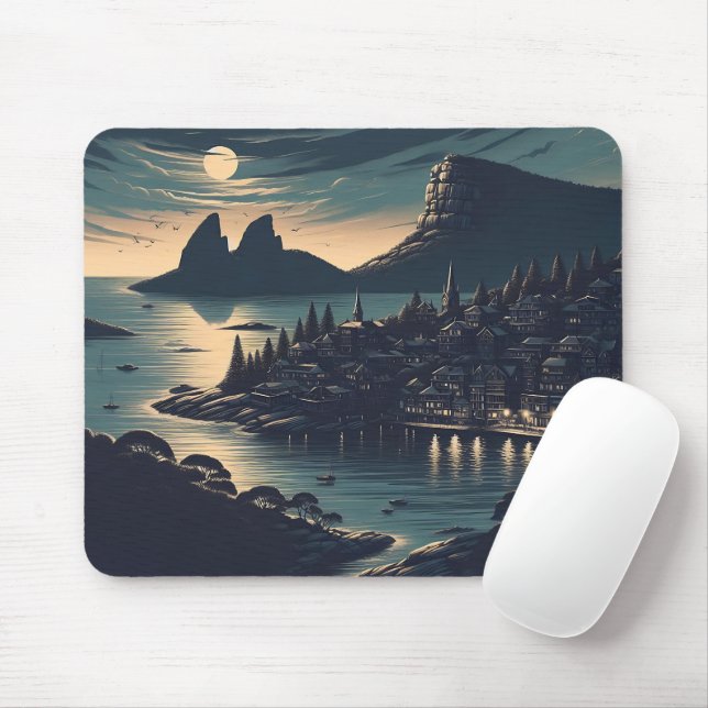 Moonlit Port Mouse Mat (With Mouse)