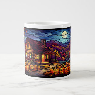 Moonlit Pumpkin Patch and Cabin Large Coffee Mug