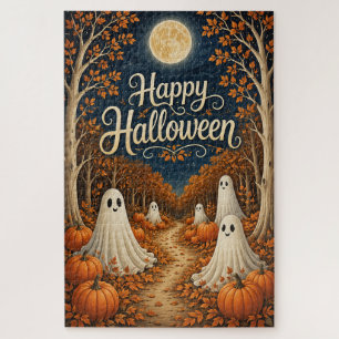 Moonlit Pumpkin Path Halloween Harvest Jigsaw Puzzle