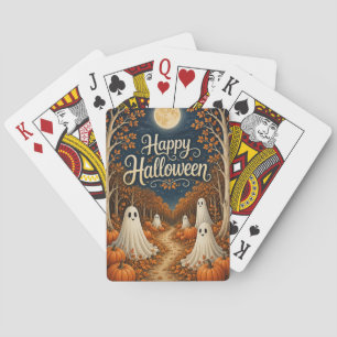 Moonlit Pumpkin Path Halloween Harvest Playing Cards