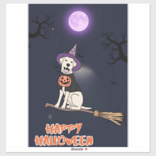 Moonlit Pup – Halloween Dog in Witch Hat
