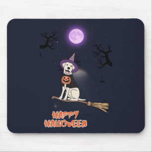 Moonlit Pup – Halloween Dog in Witch Hat Mouse Mat