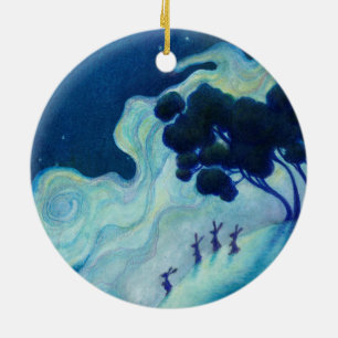 Moonlit Rabbits Ceramic Tree Decoration