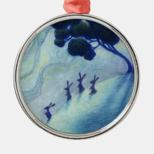Moonlit Rabbits Metal Tree Decoration