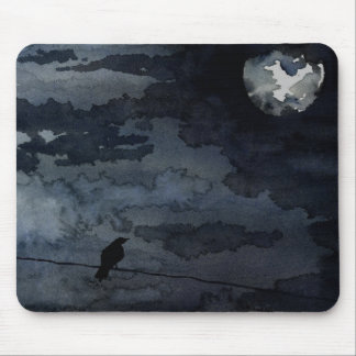Moonlit Raven - Full Moon Art Mouse Mat