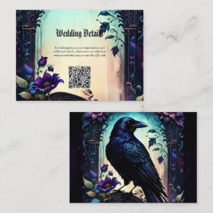 Moonlit Raven Gothic Floral Wedding Suite. Enclosure Card