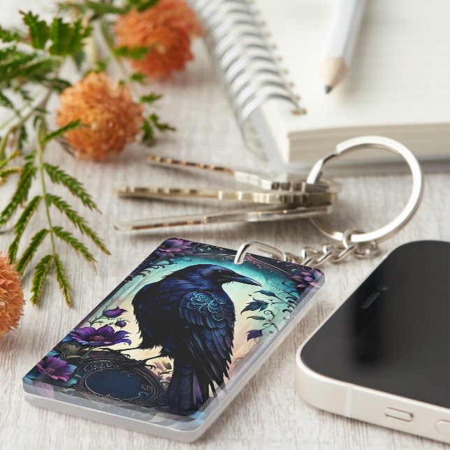 Moonlit Raven | Gothic Floral Wedding Suite.  Key Ring (Front Right)