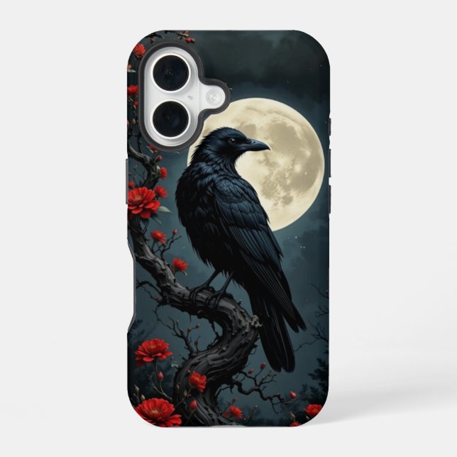 Moonlit Raven iPhone 16 Case (Back)