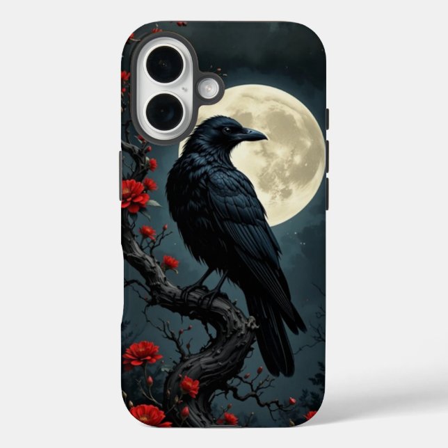 Moonlit Raven iPhone 16 Case (Back)
