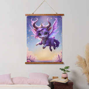 Moonlit Realm Guardian – Violet Dreamling. Hanging Tapestry