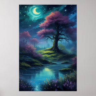 Moonlit Reverie, Majestic Tree Poster