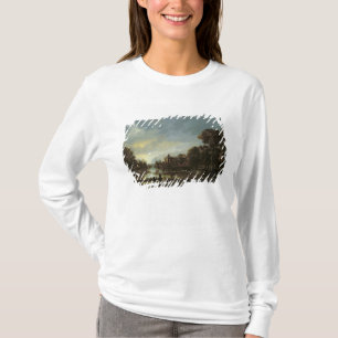 Moonlit River Landscape with Cottages T-Shirt