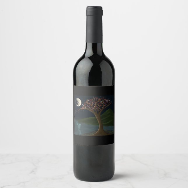 Moonlit River Tree Wine Label (Front)