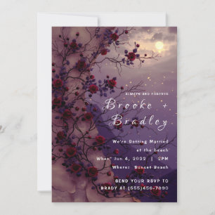 Moonlit Rose Sky Wedding Invitation