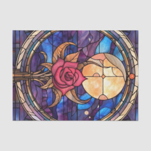 Moonlit Rose Stained Glass Decoupage Paper