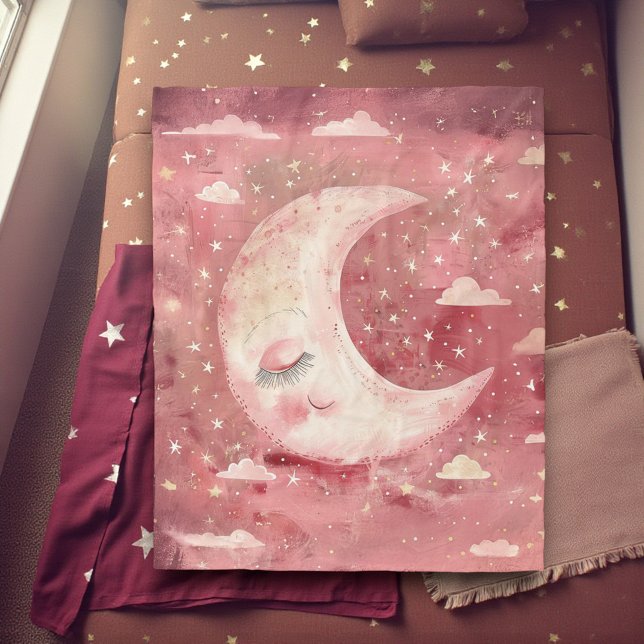 Moonlit Rustic Red Nursery & Kids' Room Fleece Blanket (Creator Uploaded)