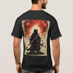 Moonlit Samurai Cat – Japanese Alley Noir Art T-Shirt