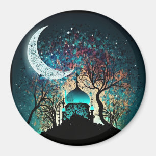 Moonlit Sanctuary Islamic Masjid Fridge Magnet