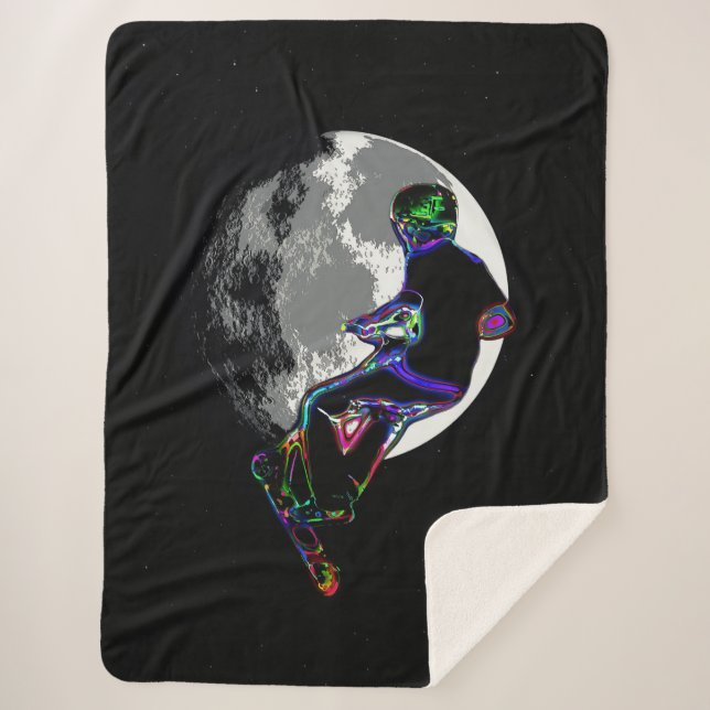 Moonlit Scooter Champ - Scooter Boy Sherpa Blanket (Front)