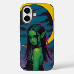Moonlit Sea Elf — Crescent Night Portrait iPhone 16 Case
