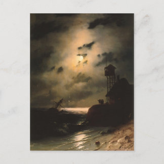 Moonlit Seascape With Shipwreck Postcard