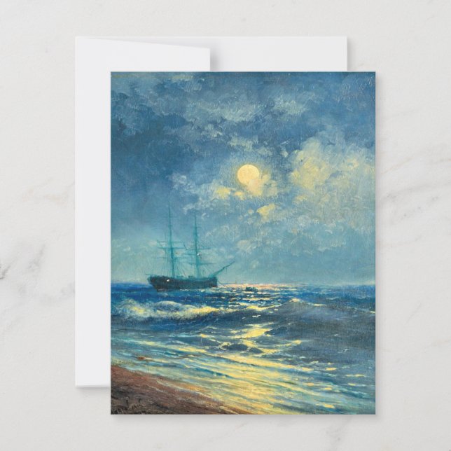 Moonlit Seaview, fine art painting (Front)