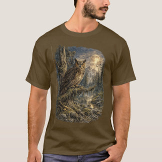 Moonlit Sentinel – Vintage Great Horned Owl T-Shirt