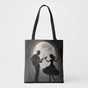 Moonlit Serenade: Silhouette Romance Dance Tote Bag