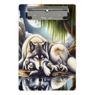 Moonlit Serenity A Slumbering Wolf Mini Clipboard