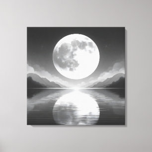 Moonlit Serenity: Majestic Night Waters Canvas Print