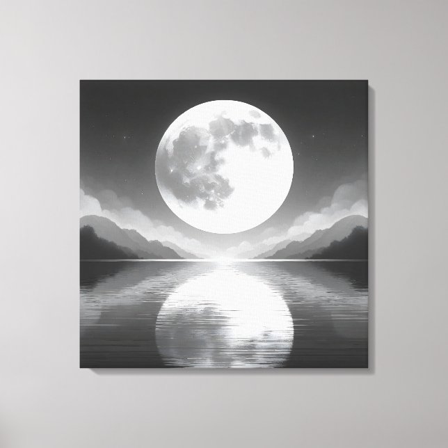 Moonlit Serenity: Majestic Night Waters Canvas Print (Front)