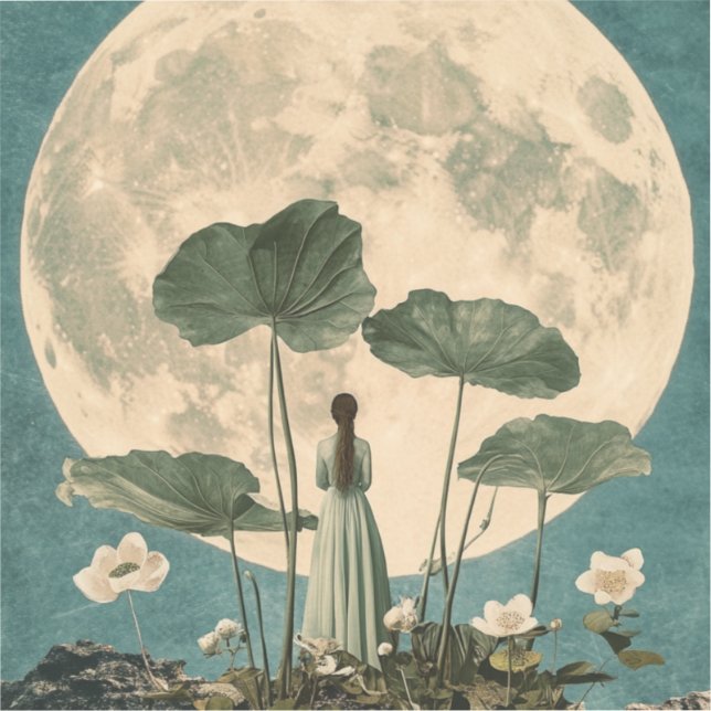 Moonlit Serenity – Vintage Lotus Scene (Front)