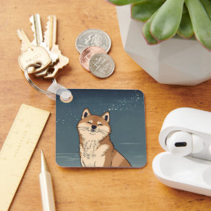 Moonlit Shiba Dog Keychain