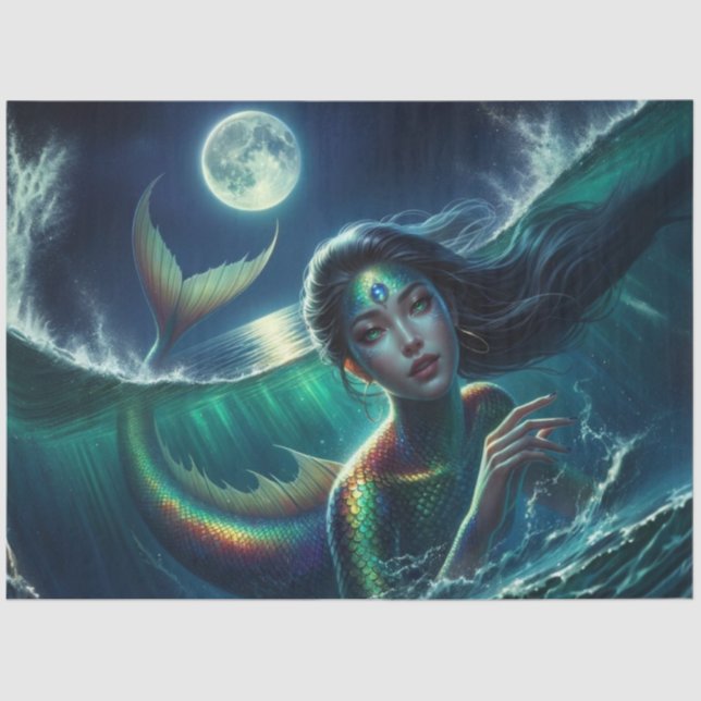 Moonlit Siren – Mermaid Decoupage Paper  (Front)