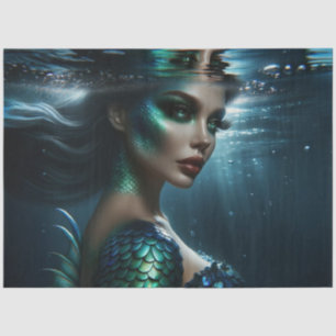 Moonlit Siren Portrait Up-Close Mermaid Decoupage Tissue Paper