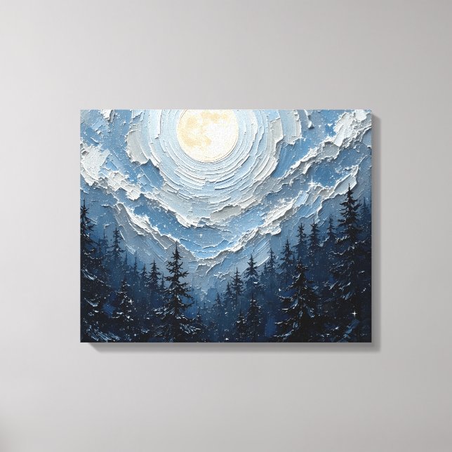 Moonlit Sky Over Forest Premium Wrapped Canvas Wal (Front)