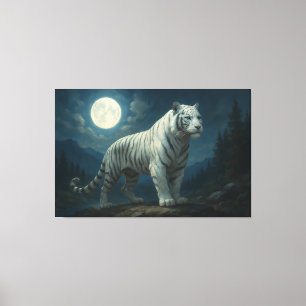 Moonlit Sovereign White Tiger ManJiangHong Fine Canvas Print