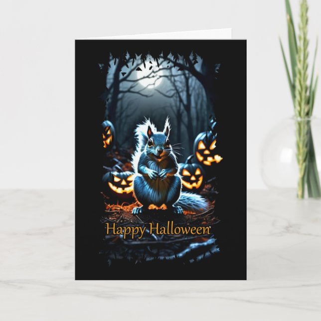 Moonlit Squirrel Halloween Card (Front)