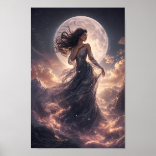 Moonlit Starlit Grace Fantasy Wall Poster