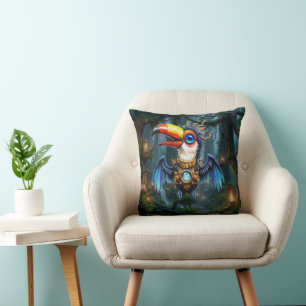 Moonlit Steampunk Toucan. Cushion