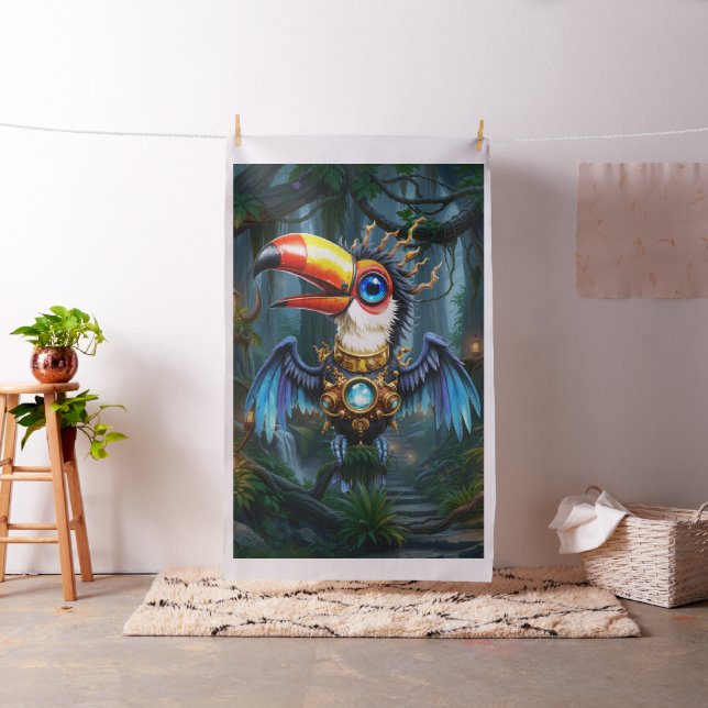 Moonlit Steampunk Toucan.  Fabric (In Situ)