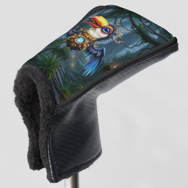 Moonlit Steampunk Toucan.  Golf Head Cover (3/4 Front)