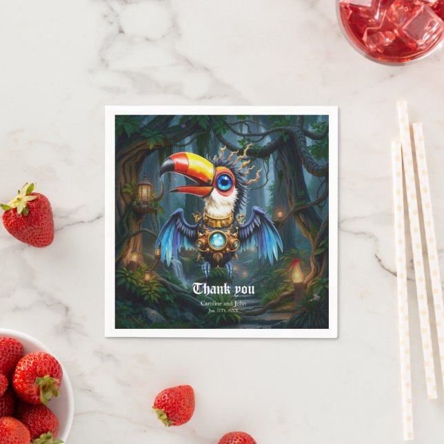 Moonlit Steampunk Toucan. Napkin (Insitu)