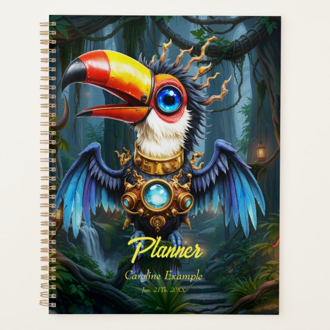 Moonlit Steampunk Toucan.  Planner (Front)