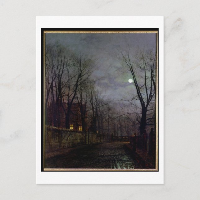 Moonlit Street Scene, 1882 (oil on canvas) 2 Postcard (Front)
