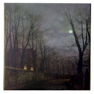 Moonlit Street Scene, 1882 (oil on canvas) 2 Tile