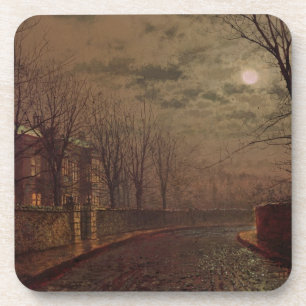 Moonlit Street Scene, 1882 (oil on canvas) Coaster