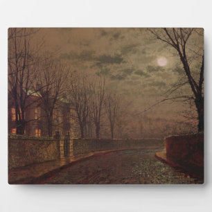 Moonlit Street Scene, 1882 (oil on canvas) Plaque
