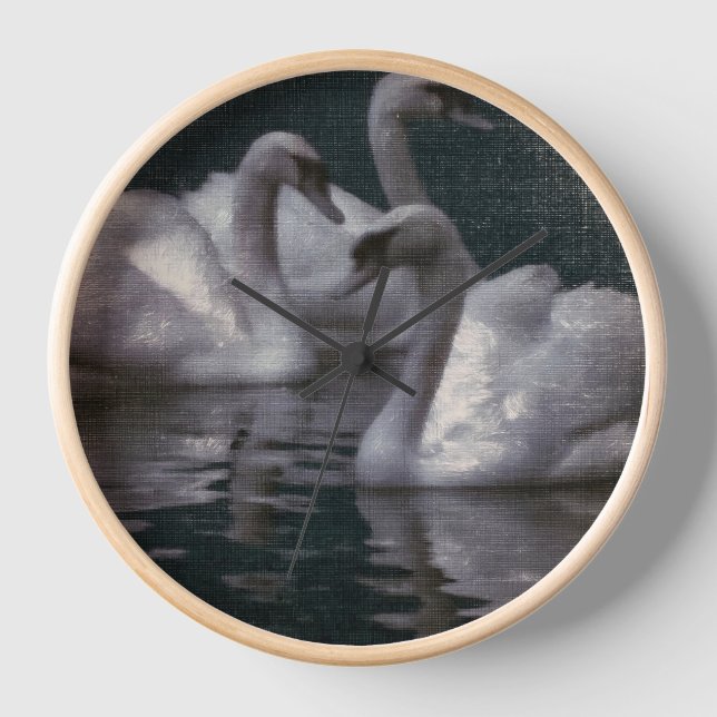 Moonlit Swan Lake Clock (Front)